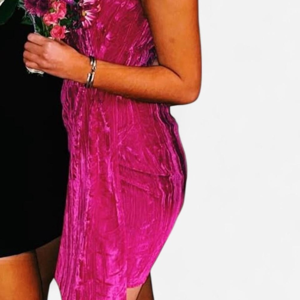 Saylor Magenta/Pink Velvet Aurelie Mini Dress in size XS - Picture 3 of 7